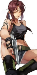 revy hot pose with guns
