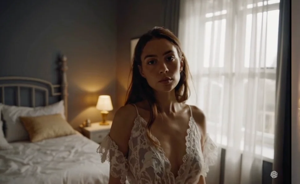 woman beautiful facing camera like a movie