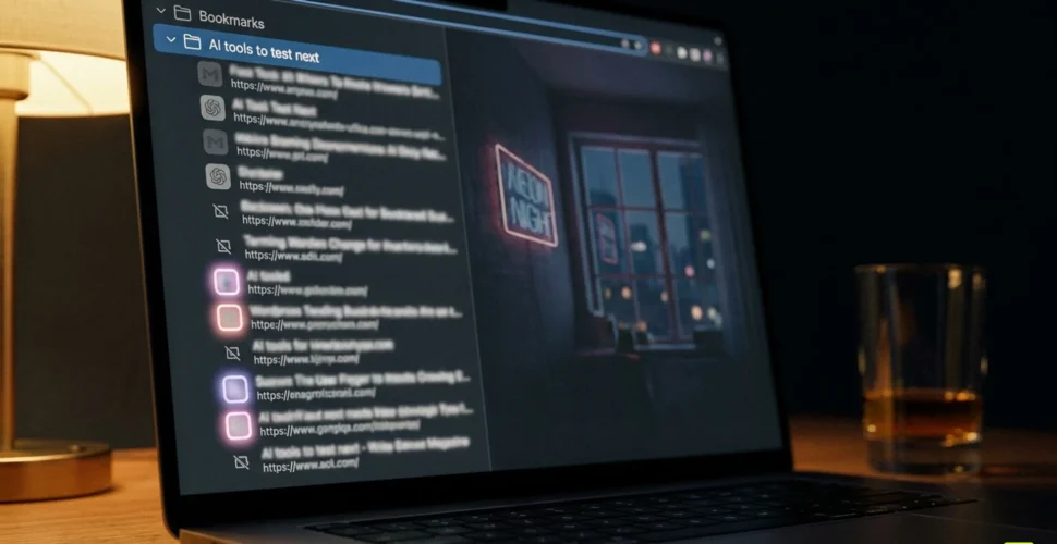 laptop showing a folder with new ai tools to test